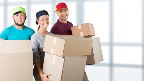 Office removals planning in Mill Hill with desks and boxes