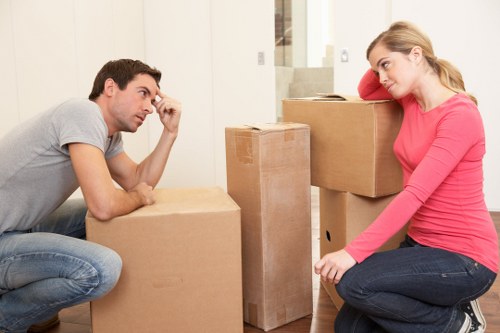 Boxes and household items ready for house removals in Mill Hill